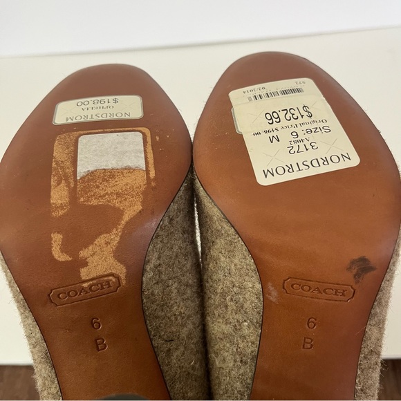 COACH Ophelia Taupe Wool Fabric Brown Leather Croc Embossed Pumps Size 6B - Picture 11 of 11